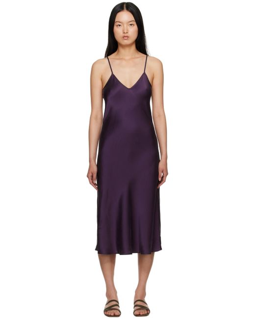 Silk Laundry Purple 90s Midi Dress