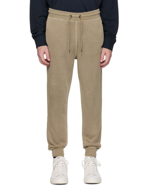 Boss Taupe Relaxed-Fit Track Pants