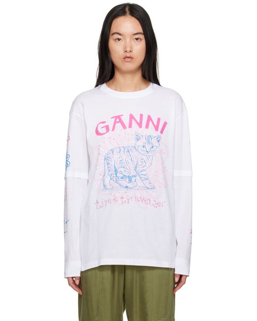 Ganni Printed Long Sleeve T-Shirt