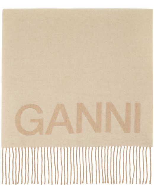 Ganni Fringe Logo Scarf