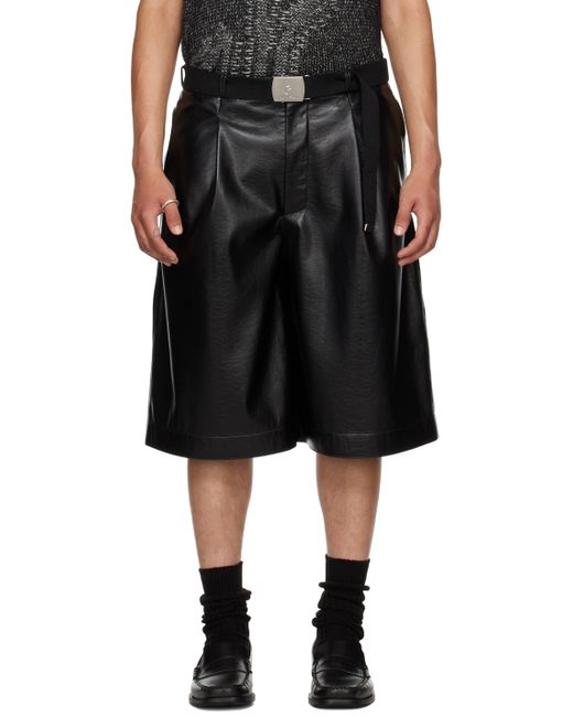 Lu'U Dan Pleated Faux-Leather Shorts