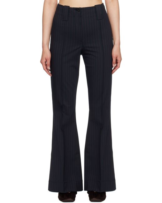 Ganni Navy Striped Trousers