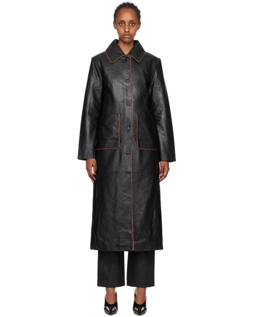 REMAIN Birger Christensen Semi-Fitted Leather Coat