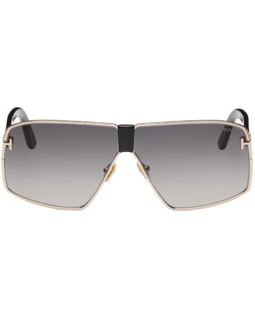 Tom Ford Rose Gold Rectangular Sunglasses