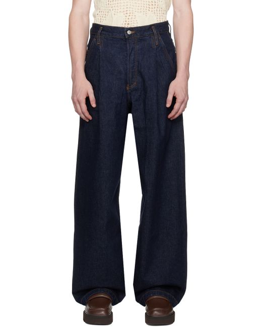 Dries Van Noten Indigo Pleated Jeans