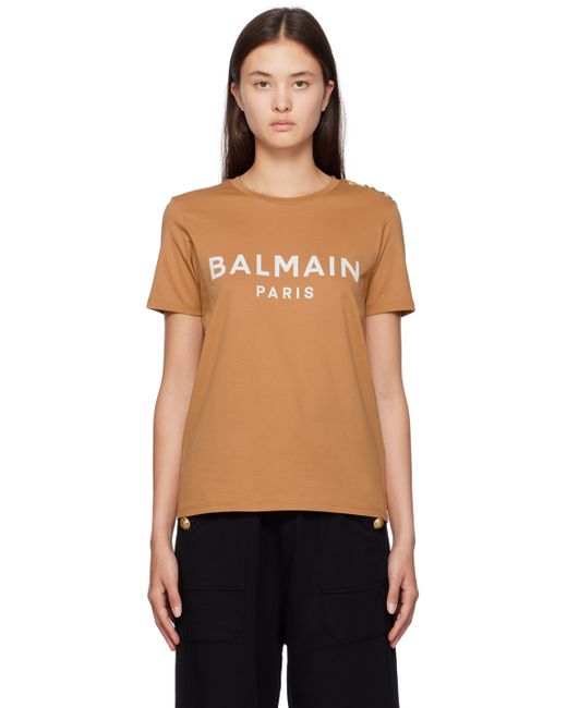 Balmain Tan Printed T-Shirt