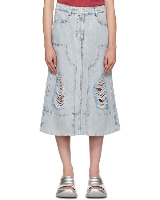 Givenchy Distressed Denim Midi Skirt