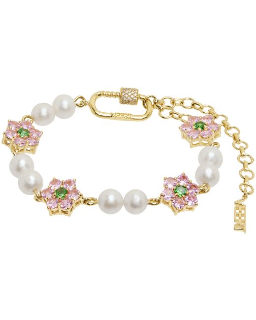 Veert Gold Pink Macro Flower Bracelet