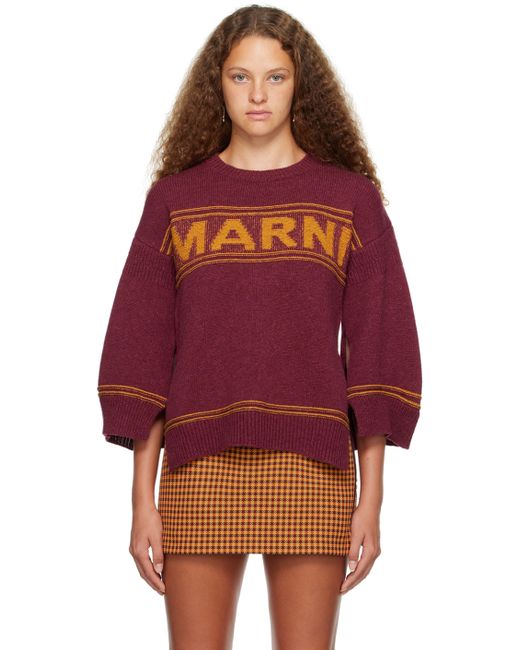 Marni Burgundy Intarsia Sweater