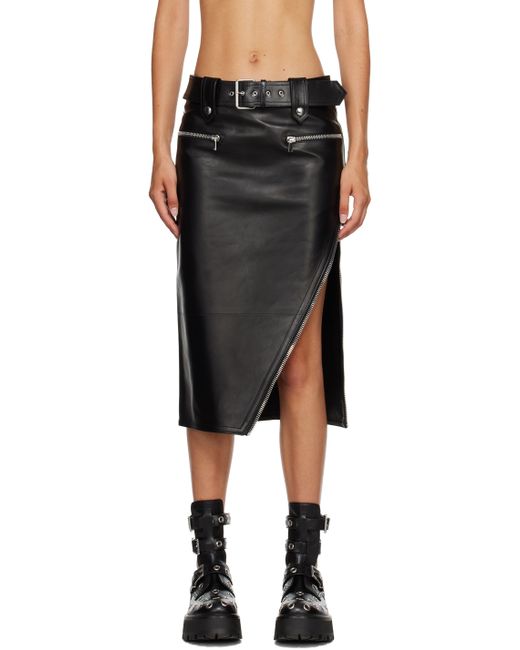 Alexander McQueen Belted Leather Midi Skirt