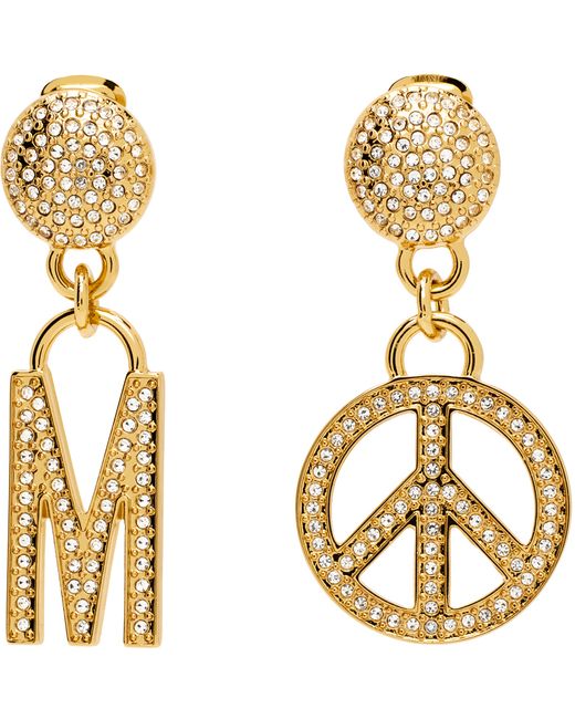 Moschino Gold Crystal Drop Earrings