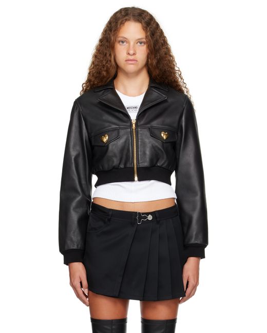 Moschino Heart Buttons Leather Jacket