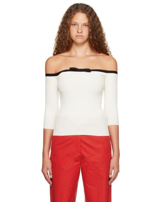 Valentino Off-White Off-The-Shoulder Sweater