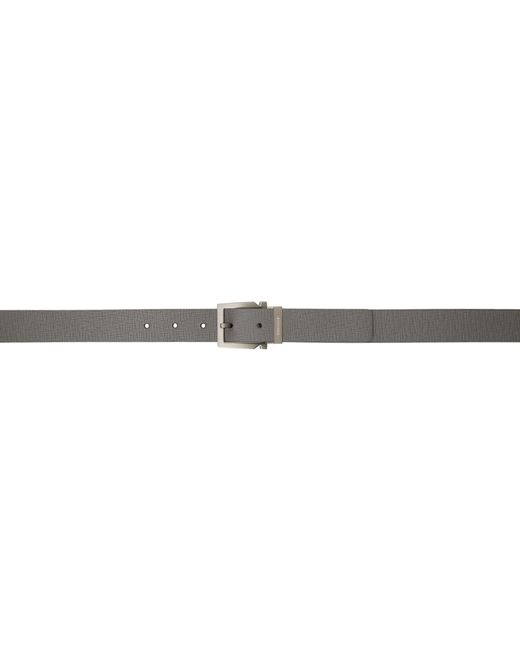 Ferragamo Gray Reversible Pin-Buckle Belt