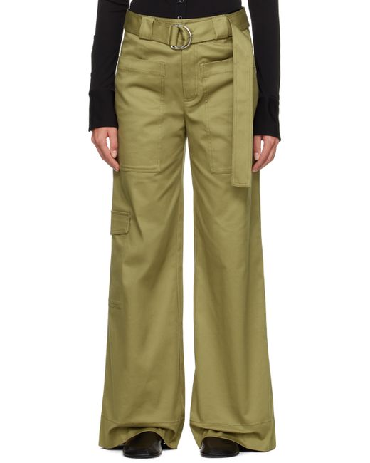 Proenza Schouler Khaki White Label Belted Trousers