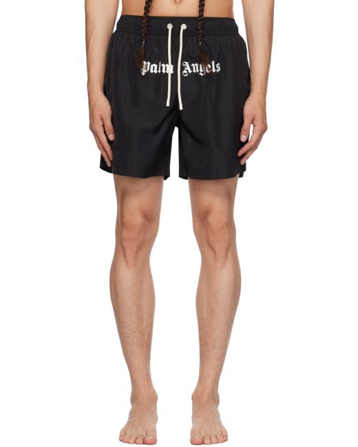 Palm Angels Black Printed Swim Shorts