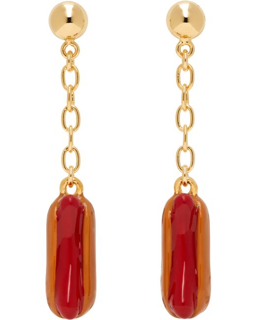 Marni Gold Enameled Hot Dog Earrings