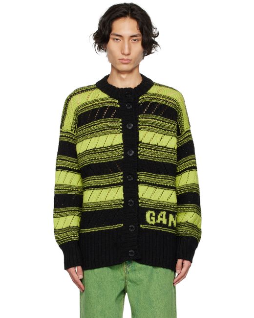Ganni Green Striped Cardigan