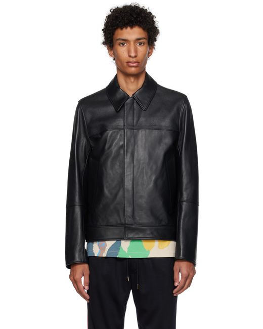 Paul Smith Black Slim-Fit Leather Jacket