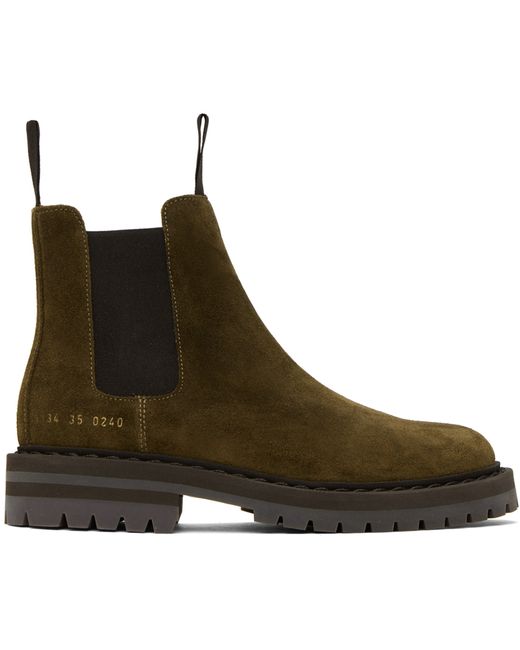 Common Projects Taupe Stamped Chelsea Boots
