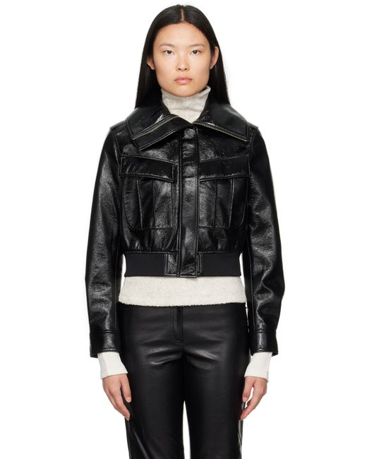 Lvir Crinkled Faux-Leather Bomber Jacket