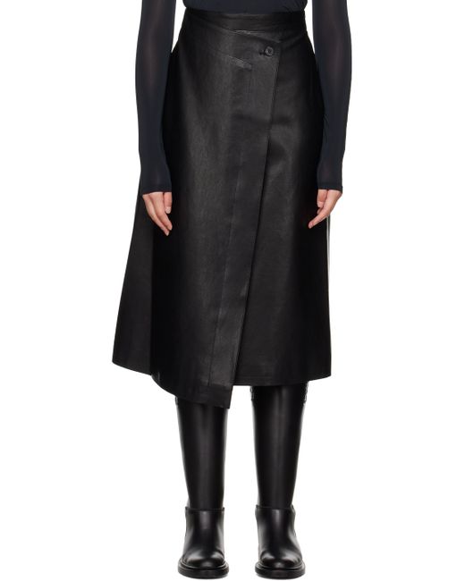 Lvir Wrap Faux-Leather Midi Skirt