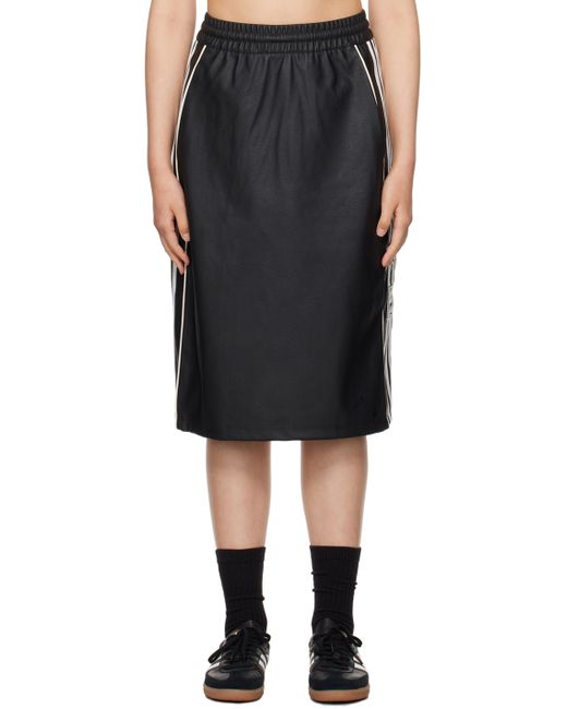 Adidas Originals Striped Faux-Leather Midi Skirt