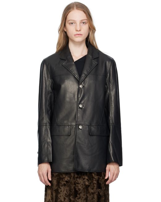 lesugiatelier Paneled Faux-Leather Jacket