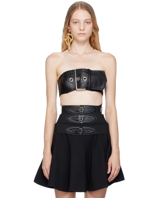 Moschino Pin-Buckle Faux-Leather Tank Top