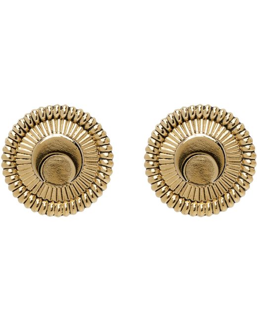 Marine Serre Gold Regenerated Tin Buttons Earrings