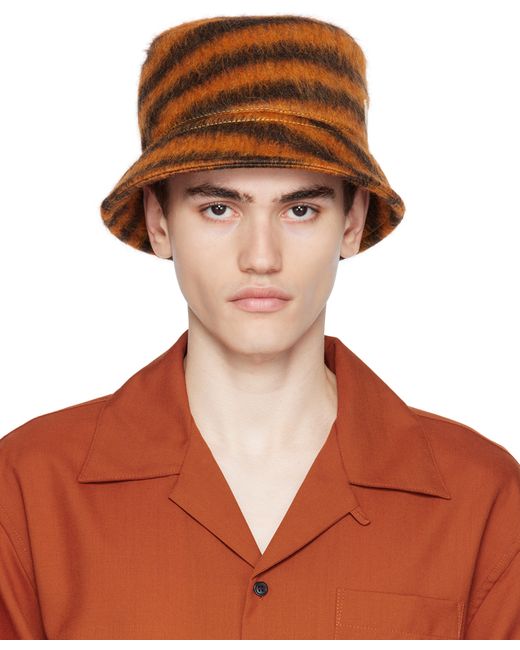 Marni Black Orange Striped Bucket Hat