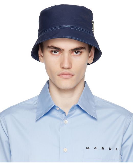 Marni Navy Embroidery Bucket Hat