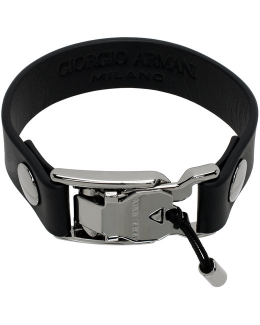 Giorgio Armani Gunmetal Leather Bracelet
