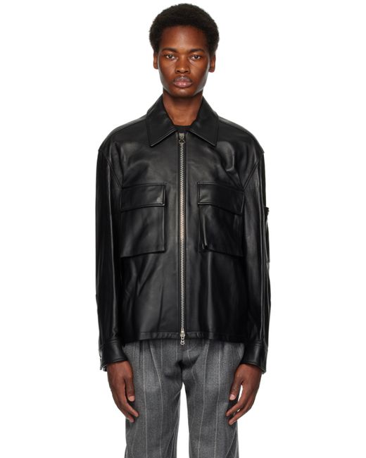 Solid Homme Zipped Leather Jacket