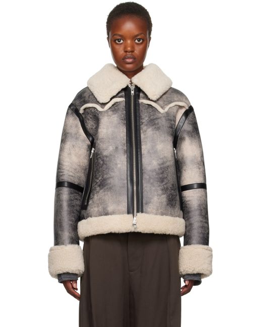 Stand Studio Gray Off Lessie Faux-Shearling Jacket