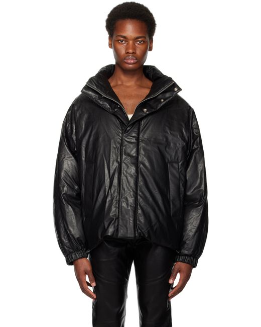 System Zip Faux-Leather Down Jacket