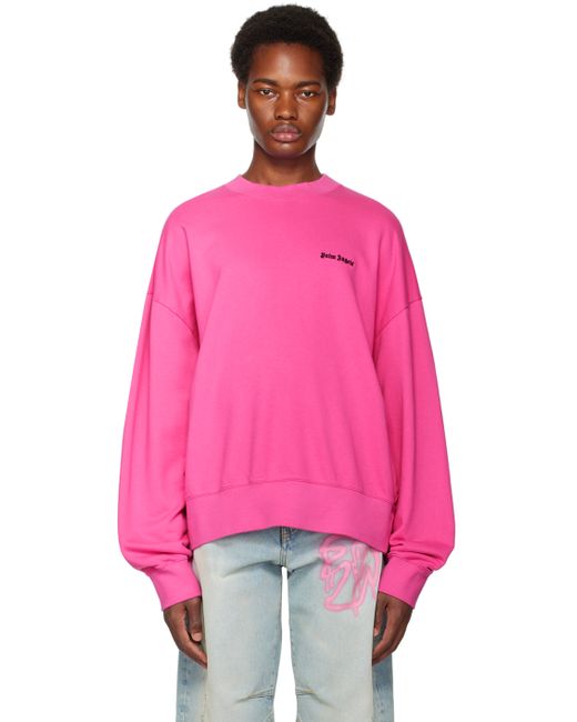 Palm Angels Pink Embroidered Sweatshirt