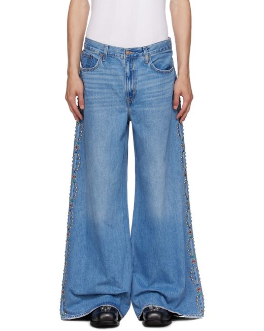 Anna Sui Exclusive Studded Wide-Leg Jeans