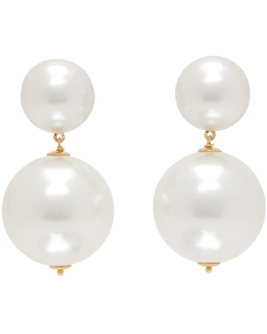 Numbering White Pearl Drop Earrings