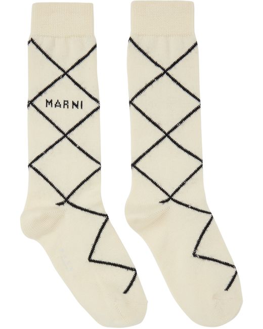 Marni White Check Socks