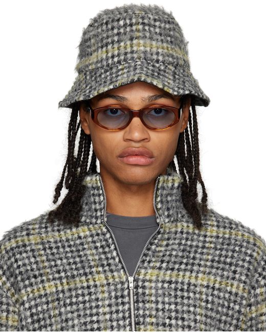 Our Legacy Black Houndstooth Bucket Hat