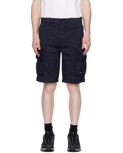 CP Company Navy Garment-Dyed Shorts