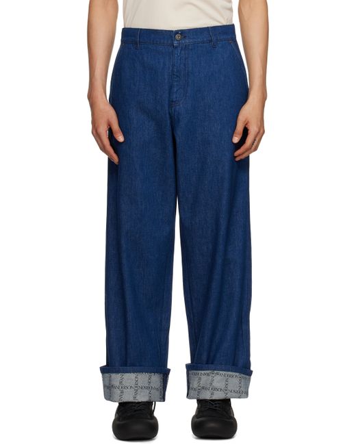 J.W.Anderson Indigo Grid Turn-Up Workwear Jeans