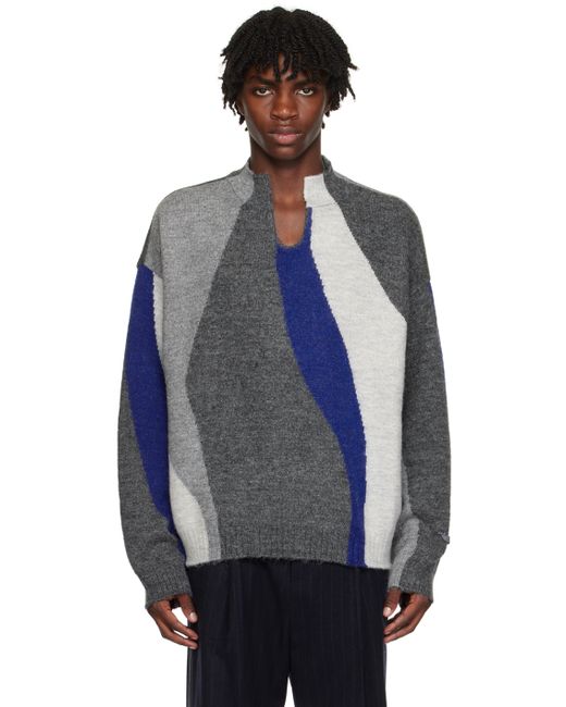 Ader Error Gray Intarsia Sweater