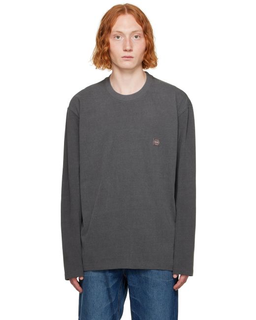 Solid Homme Flocked Long Sleeve T-Shirt