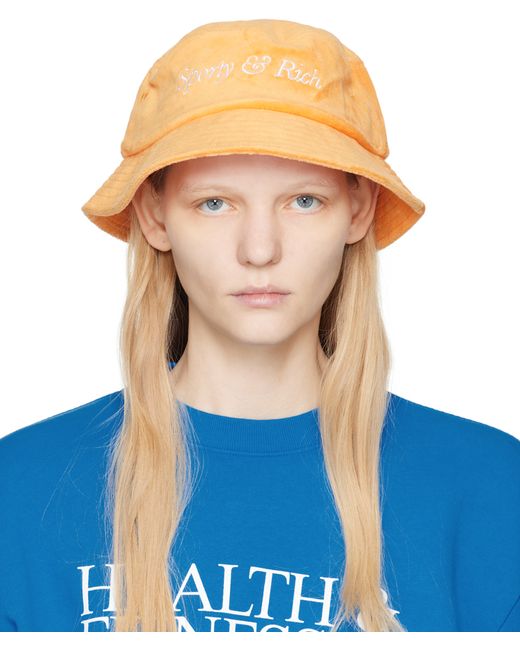 Sporty & Rich Orange Embroidered Bucket Hat