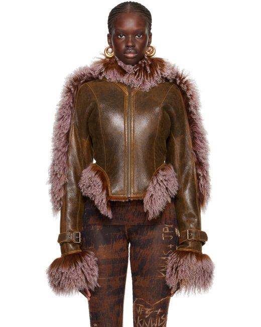 Jean Paul Gaultier Brown KNWLS Edition Leather Jacket
