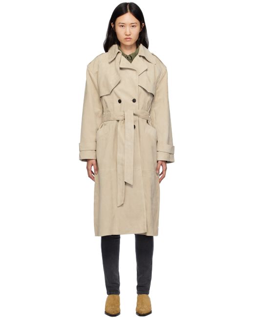 Anine Bing Double-Breasted Leather Trench Coat