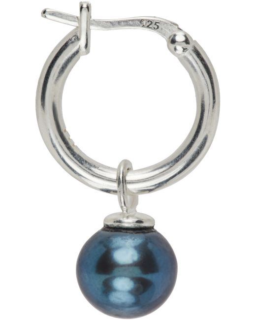 Hatton Labs Exclusive Silver Blue Pearl Hoop Single Earring