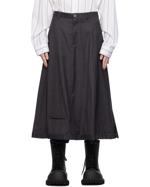 Balenciaga Gray Striped Midi Skirt